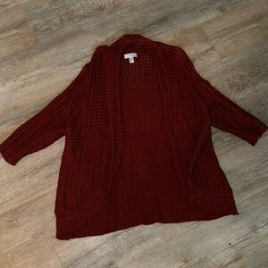 Never worn! Dressbarn Maroon Knit Cardigan, Size 2x